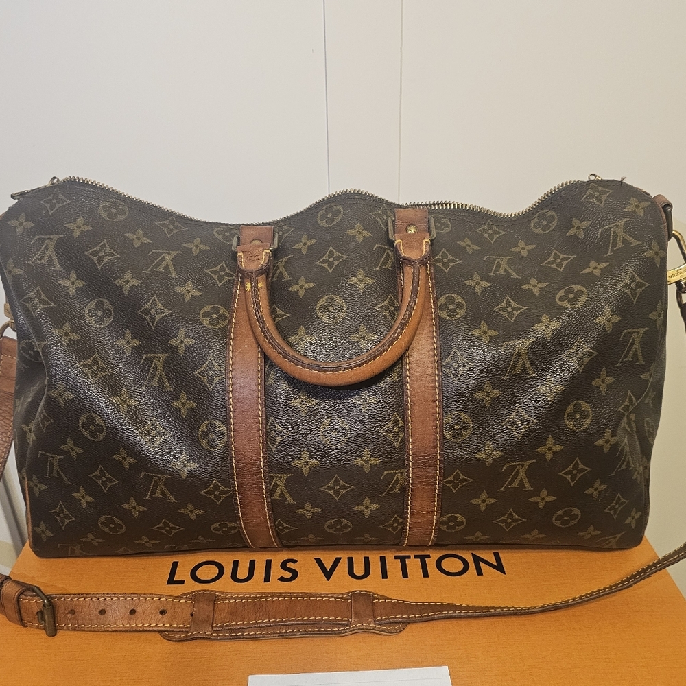 Louis Vuitton Keepall 45 Bandouliere Monogram Canvas Travel Duffel Bag